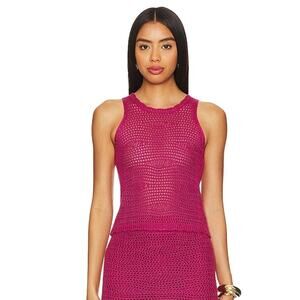 Steve Madden Women's Hannah Crochet Open Knit Sweater Misty Rose Size Small